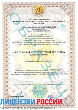 Образец сертификата соответствия аудитора №ST.RU.EXP.00014299-1 Иркутск Сертификат ISO 14001